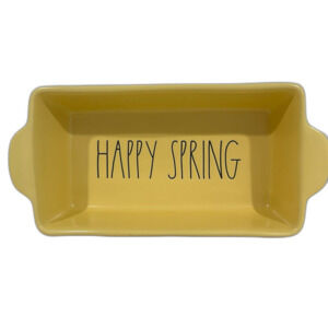 Rae Dunn Baking Dish HAPPY SPRING Yellow Artisan Collection by Magenta